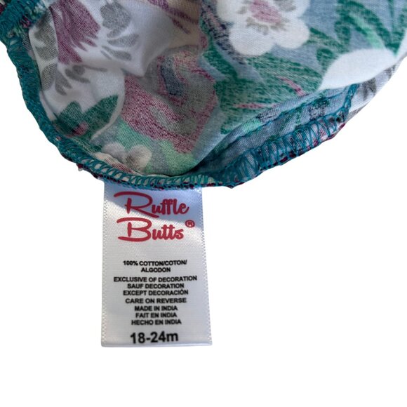 Ruffle Butts Baby Navy Floral Bloomers and Tights - Picture 5 of 8